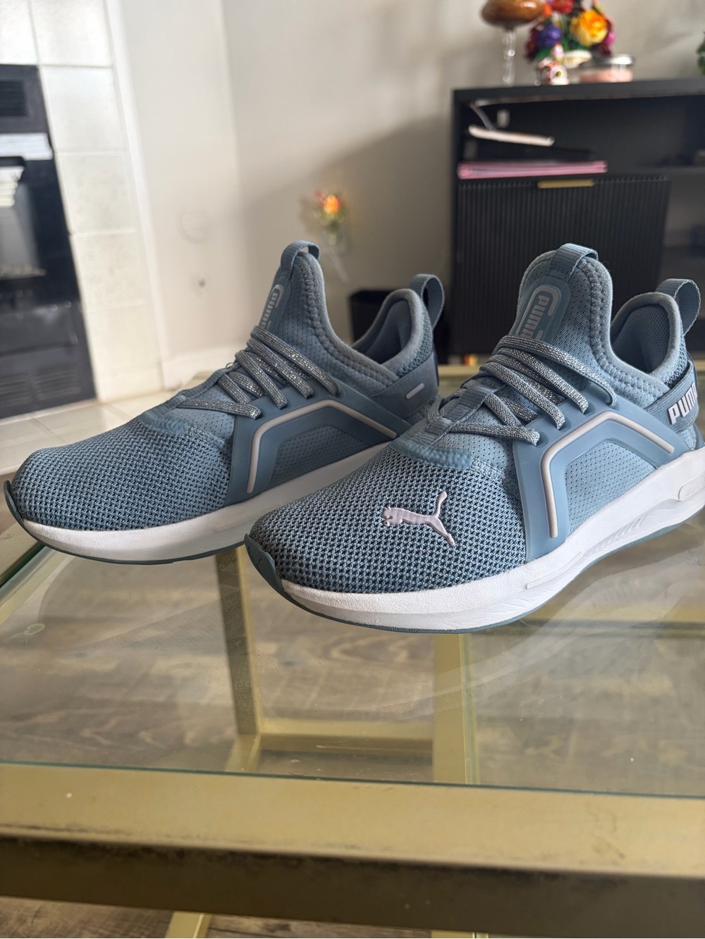Puma Kids Light Blue Mesh Athletic Sneakers - Picture 3 of 7